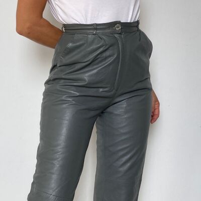 Pantalon en cuir gris
