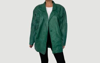 Blouson en cuir Vert Vintage 1