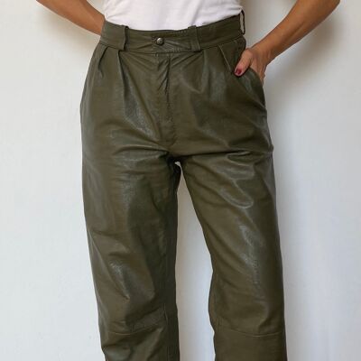 Pantalone in pelle verde