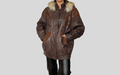 Vintage Leather Parka with hood