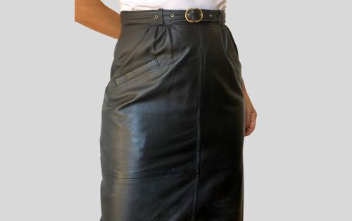 Leather skirt with belt