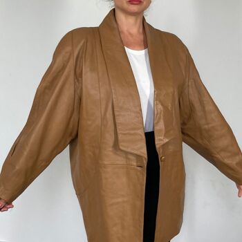 Blouson vintage en cuir marron léger 4