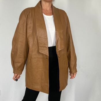 Blouson vintage en cuir marron léger 5