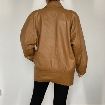 Blouson vintage en cuir marron léger 8