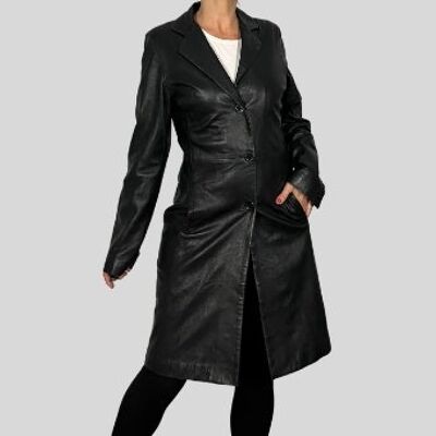 Trench vintage in pelle leggera