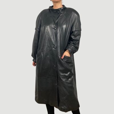 Long Leather Trench coat Model 2