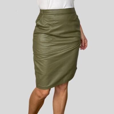 Vintage Old Stock Green Leather Skirt