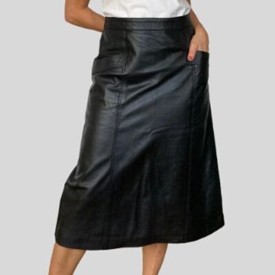 Old stock Vintage leather skirt with pockets
