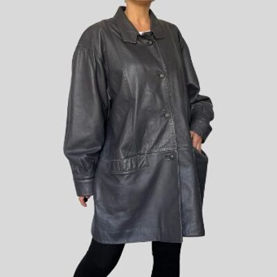 Oversized Gray Leather jacket