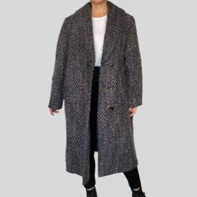 Cappotto vintage oversize in lana a righe