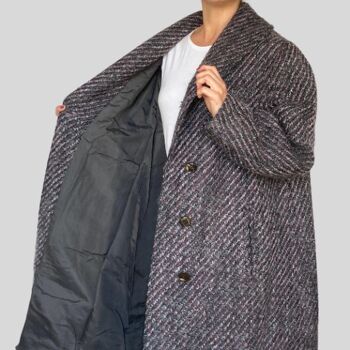 Manteau vintage oversize en laine à rayures 7