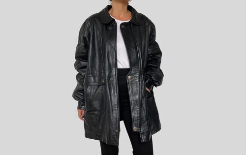 Parka leather jacket