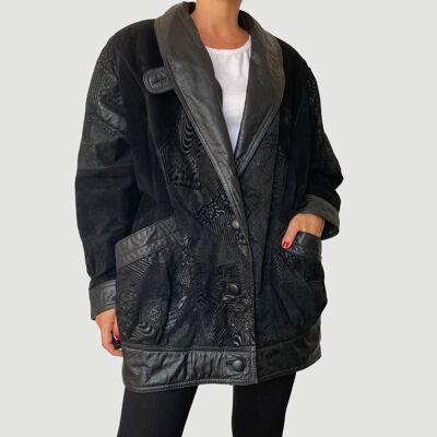 Patchwork leather jacket