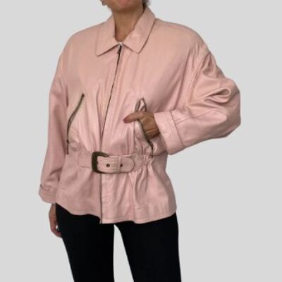 pink leather jacket