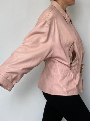 veste en cuir rose 8