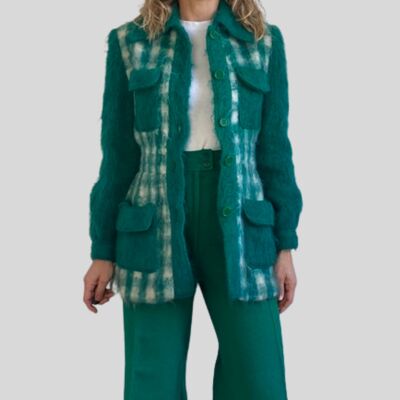 Veste à carreaux vert vintage