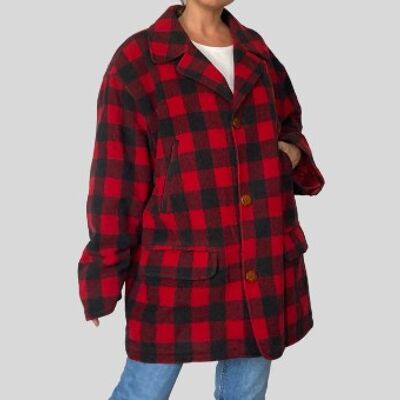 Vintage Plaid Wool Coat