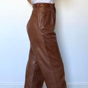 Pantalon en cuir plissé 3