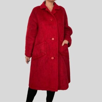 Manteau long en laine rouge