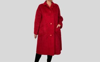 Manteau long en laine rouge 1