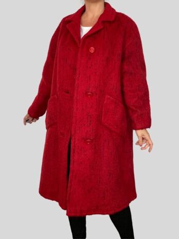 Manteau long en laine rouge 2