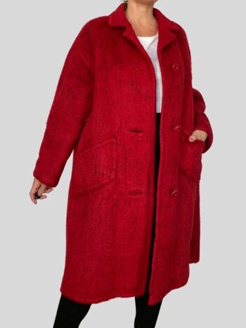 Manteau long en laine rouge 3