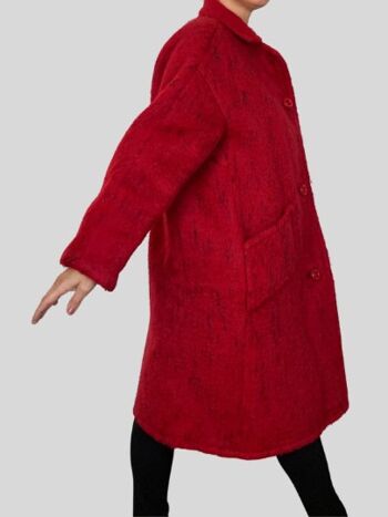 Manteau long en laine rouge 4