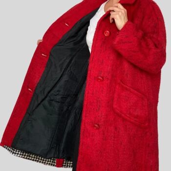 Manteau long en laine rouge 6