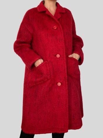 Manteau long en laine rouge 7