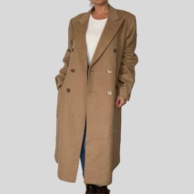 Vintage Wolle braun langer Mantel