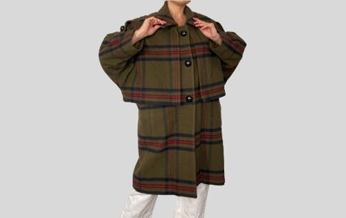 Wool Long Plaid Coat