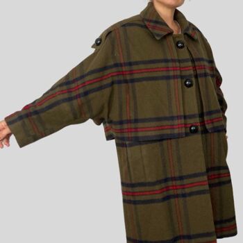 Manteau long à carreaux en laine 4