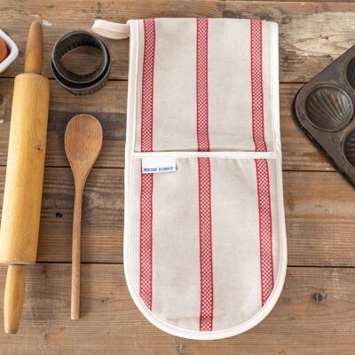 Double Oven Glove Linen Union Red Striped