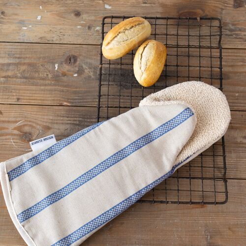 Aga Long oven gloves Linen Blue striped