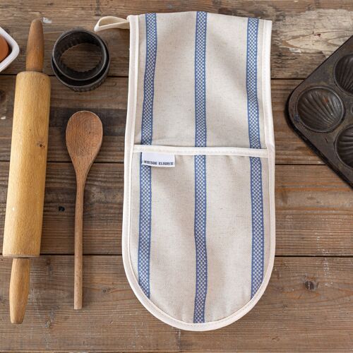 Double Oven Glove Linen Union Blue Stripe