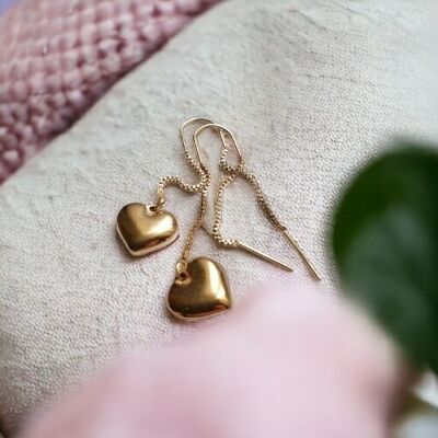 Edelmira Earrings, Heart Pendants