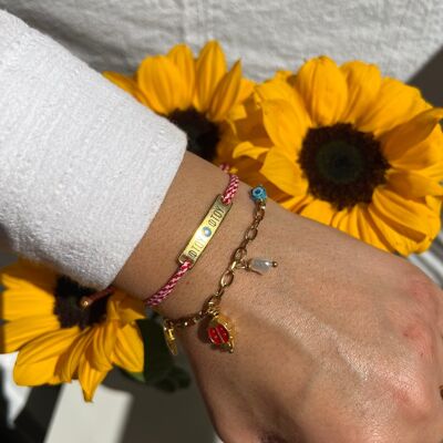 Gold Stainless Steel Bracelets March, Spring Bracelets, Love Bug Charm, Chain Bracelet, Martakia Bracelets, Gift for Her, Made in Greece.