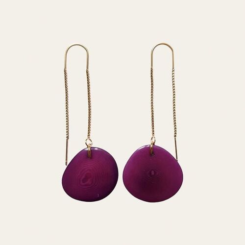 Boucles d'Oreilles Fabiola, Graine de Tagua Violet