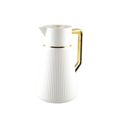 WHITE COFFEE POT WITH GOLDEN HANDLE 1L