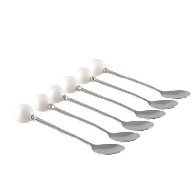 WHITE COFFEE SPOONS - SET OF 6