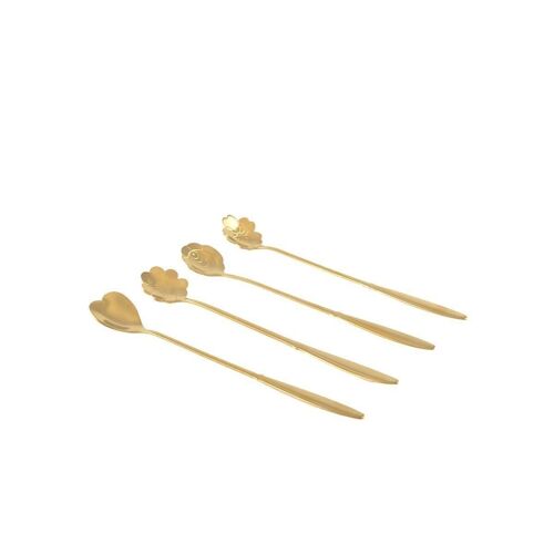 CUILLERES DOREES LONGUE FLEUR - LOT DE 4