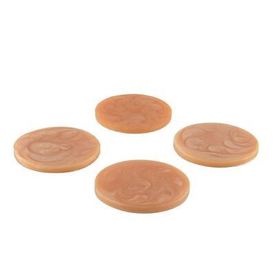 COASTER IN RESIN PEACH COLOR 10CM - SET OF 4