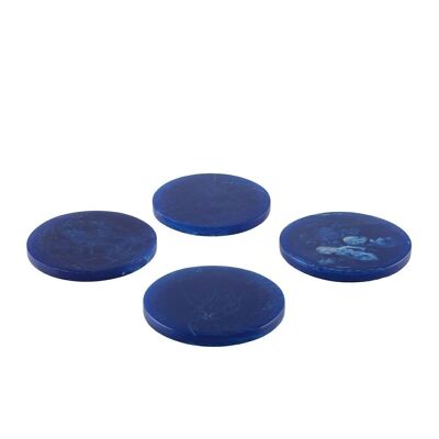 SOTTOBICCHIERI IN RESINA BLU SCURO 10 CM SET DI 4