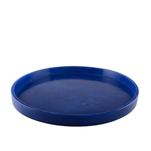 PLATEAU ROND EN RESINE BLEU FONCE 45CM