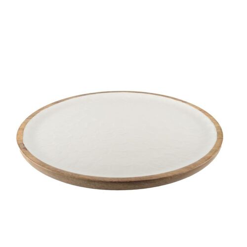 PLATEAU BLANC NACRE EN BOIS MANGUIER 41CM