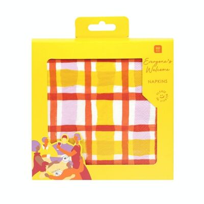Servilletas de cuadros anaranjados y amarillos - Paquete de 20