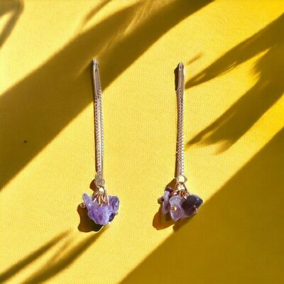 Hania Earrings, Natural Amethyst Pearls