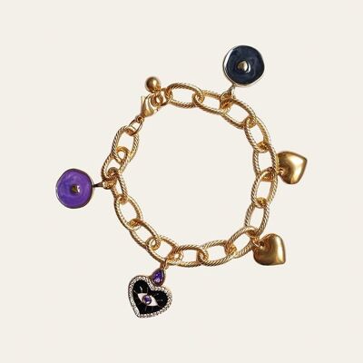Eadbert Chain Bracelet, Heart Pendants