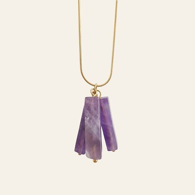 Fabricien Halskette, Amethyst Natursteine