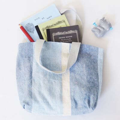 Borsa tote per bambini, stile maison de famille, in lino e cotone raffinato, fabbricata in Francia, eco-responsabile